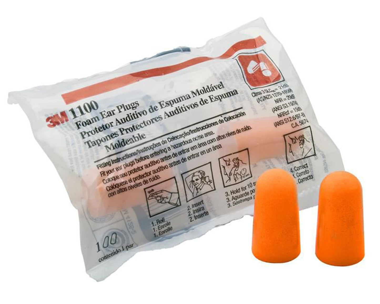 Tapones Desechable Auditivo Naranjo 3M (20 Pares)