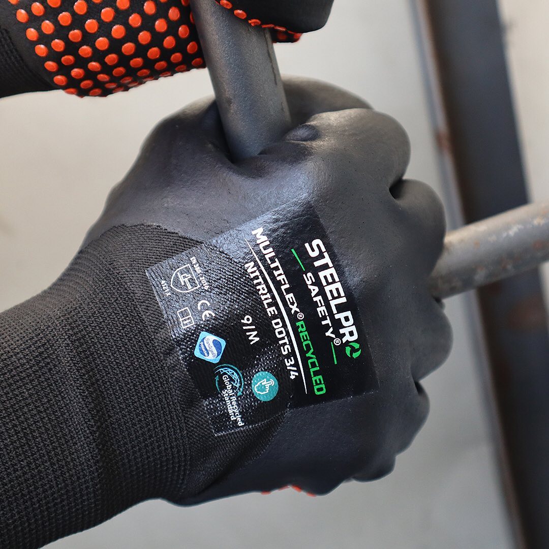 Guante Multiflex Recycled Nitrile Dots 3-4 Steelpro