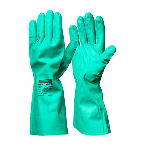 Guante Steelpro Nitrilo Verde Flocado con Registro ISP