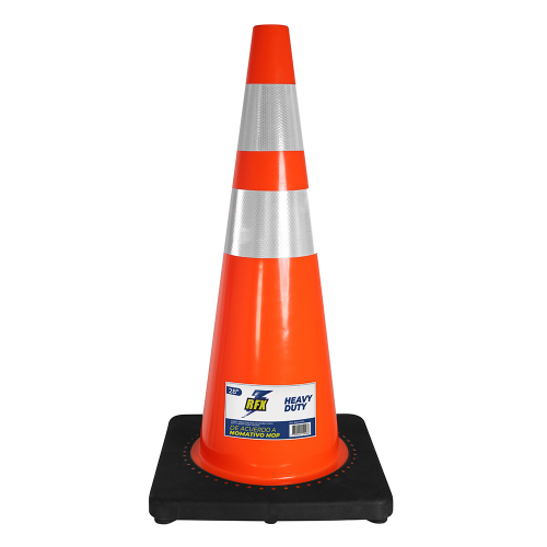 Cono Señalización 28 c/Doble Cinta Anti Viento Base Pesada