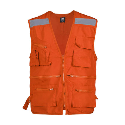 Chaleco Geologo Poplin con reflectante Naranjo