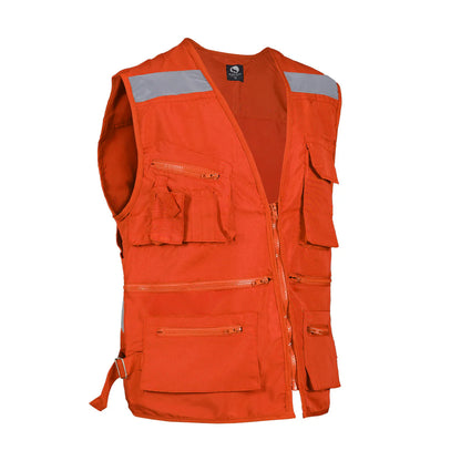 Chaleco Geologo Poplin con reflectante Naranjo