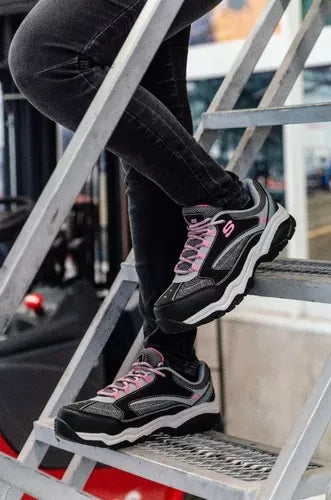 Zapatilla de Seguridad Biscoe Negro Rosado Mujer